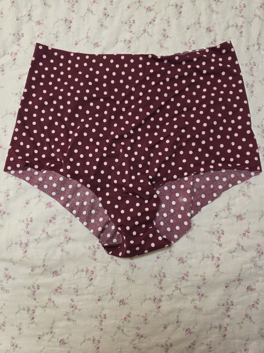 Victoria's Secret Burgundy Panties with Pink Polka Dots